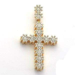 10KY 2.00CTW ILLUSION DIAMOND FLEUR CROSS