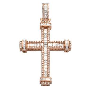 14KR 4.50CTW BAGUETTE DIAMOND CROSS
