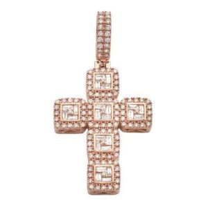 14KR 1.80CTW BAGUETTE DIAMOND CROSS PENDANT