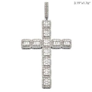 14KW 5.00CTW BAGUETTE DIAMOND CROSS PENDANT