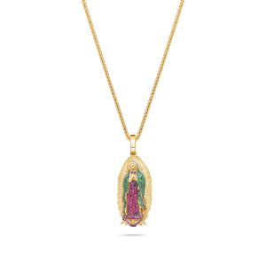Micro Lady of Guadalupe Piece (Partially Iced, Green Mosaic)
