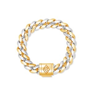 Two-Tone Gold Cuban Link Bracelet (10mm)