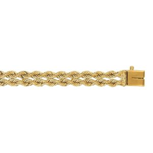 14kt 7 inches Yellow Gold 6.0mm Diamond Cut Multi Line Rope Chain with Box Catch Clasp
