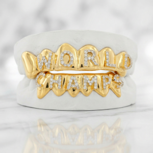 JDWR-048 - TOP 6 BOTTOM 6 TEETH Engraved World Series Grillz