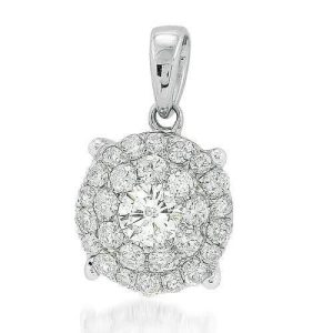 14KW 1.00CTW 2-ROW FLEUR PENDANT