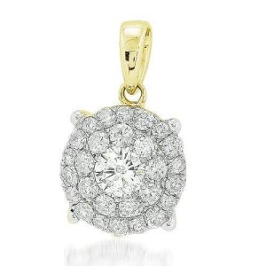 14KY1.00CTW 2-ROW FLEUR PENDANT