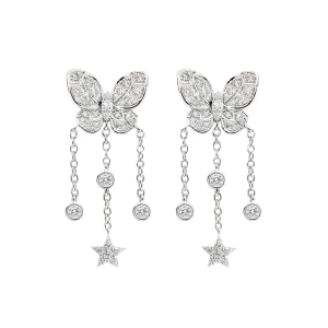 Butterfly Star Diamond Drops - White Gold