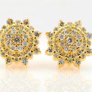 Custom 1.75CT Diamond Cluster Earrings
