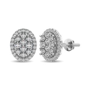 JDTK-62390W-E-6- Oval Shaped 1.2 ct tw Diamond Earrings in 14K Gold