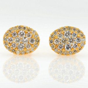 JDTK-CL2042- 14K 0.60CTW DIAMOND OVAL SHAPED CLUSTER EARRING