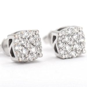 0.76CT Gold Diamond Cluster Earrings - Pair