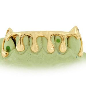 JDWR-53B-6 Piece Diamond Dripping Gold Grill