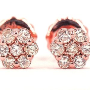 JDTK-F81638- Cluster/Flower 0.50cttw Diamond Earrings - Pair