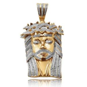10KY 1.85CTW DIAMOND JESUS PENDANT