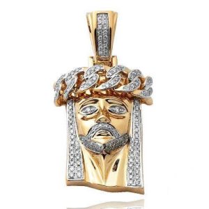 14KY 0.80CTW DIAMOND MIAMI CUBAN JESUS PENDANT