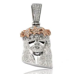10KW+R 2.10CTW DIAMOND JESUS HEAD PENDANT