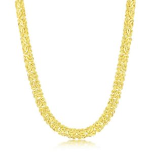 Sterling Silver Classic Byzantine Necklace - Gold Plated