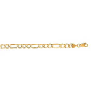 14kt 18 inches Yellow Gold 5.4mm Diamond Cut Alternate 3+1 Figaro Lite Chain with Lob ster Clasp