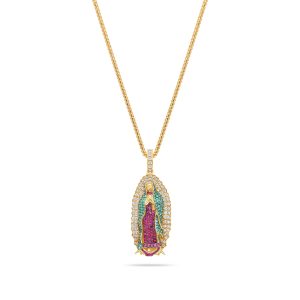 Micro Lady of Guadalupe Piece (Fully Iced, Green Mosaic)