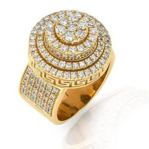 14K 3.50CT DIAMOND ROUND CLUSTER "Lollipop" RING