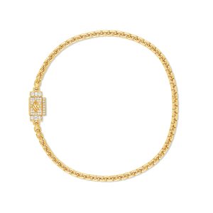 Gold Moon Link Bracelet (2.7mm, Diamond Clasp)