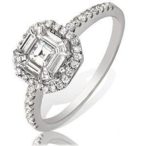 14KW 0.75CTW BAGUETTE DIAMOND SQUARE HEAD RING - 5