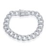 Sterling Silver 11mm Loose Rope With CZ Statement Lock Bracelet – product view