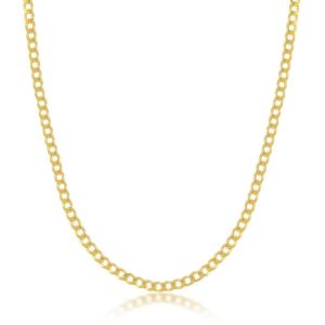 Sterling Silver 3mm Cuban Chain - Gold Plated