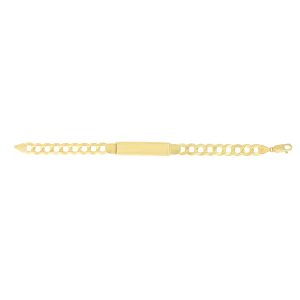 14kt Gold 8.5 inches Yellow Finish 10.7x45.3mm(CE),9.85mm(Ch) Polished Curb ID Bracelet with Lobster Clasp