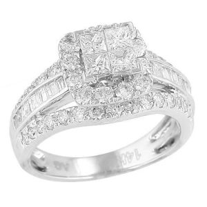 14KW 2.00CTW DIAMOND V-PRONG QUAD HEAD RING WITH H