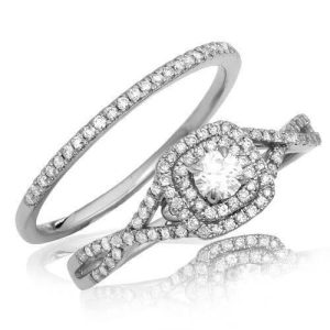 14KW 0.55CTW DIAMOND BRIDAL SET - DOUBLE SQUARE - 5