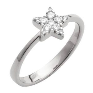 14KW 0.25CTW STAR SHAPE ROUND DIAMOND RING - 5