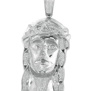 10KW 0.75CTW DIAMOND JESUS HEAD PENDANT