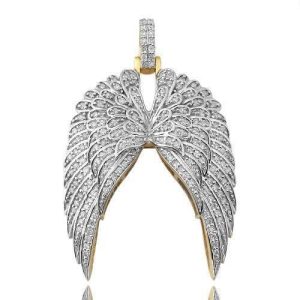 10KY 0.75CTW MICROPAVE DIAMOND DOUBLE ANGEL WING