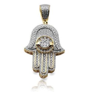 10KY 0.75CTW DIAMOND HAMZA PENDANT WITH V-PRONG FL