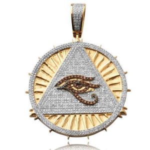 10KY 1.75CTW RED AND WHITE DIAMOND "EVIL EYE ON