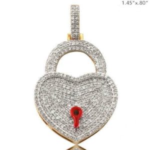 10KY 1.00CTW HEART LOCK DIAMOND PENDENT
