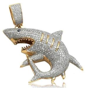 10KY 2.85CTW DIAMOND SHARK PENDANT