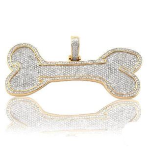 10KY 1.15CTW DIAMOND DOG BONE PENDANT