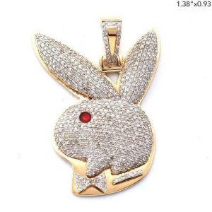 10KY 1.50CTW DIAMOND RABBIT WITH BOWTIE PENDANT