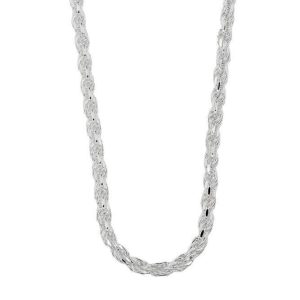 STERLING SILVER 4MM SOLID ROPE CHAIN - White / 18 inches