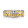 Stainless Steel Matte CZ Link Bracelet – Gold Plated – product view