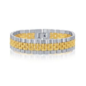 Classic Watch Links Stainless Steel Two-Tone Gold Plated Bracelet