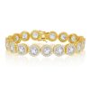 Sterling Silver Wide CZ Linked Bracelet – Gold Plated – Silver – product view