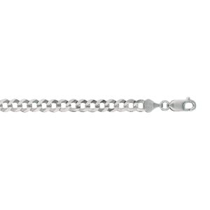 14kt 8.50 inches White Gold 5.7mm Diamond Cut Comfort Curb Chain with Lobster Clasp