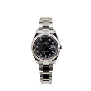 Silver Rolex Oyster Perpetual DD Rolex 41mm Black Dial
