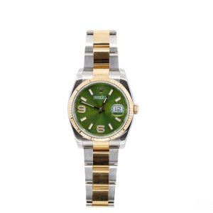 Two Tone Gold Rolex Datejust 40mm Green Dial