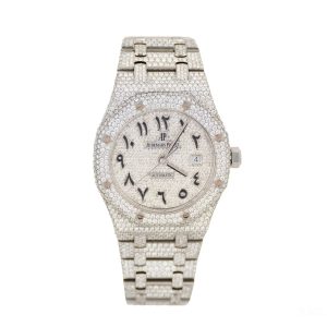 Iced Out Audemars Piguet Royal Oak 36 mm White Dial