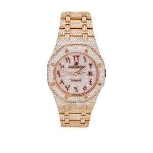 Iced Out Audemars Piguet Royal Oak 36 mm Rose Gold Dial