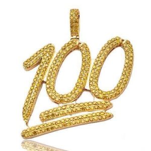 10KY 5.25CTW YELLOW DIAMOND "100" PENDANT